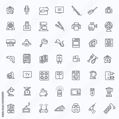 vector outline icon collection - household appliances. Electronics
