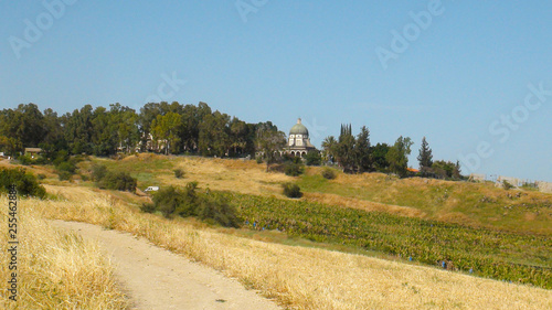 Mount of Beatitudes Church Of The Beatitudes with view on Sea of Galilee, Israel