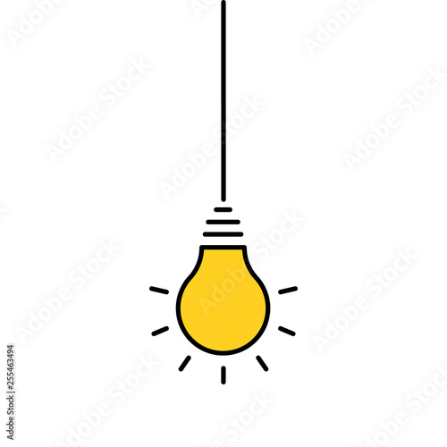 Light Bulb line icon vector, isolated on white background. Idea sign, solution, thinking concept. Lighting Electric lamp. Electricity, shine.