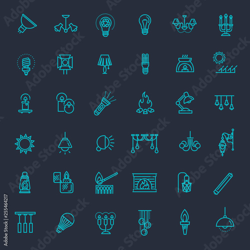 Lamp flat Icon Set