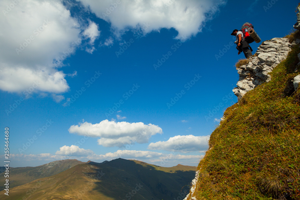 Mountain landscape hiker photographer