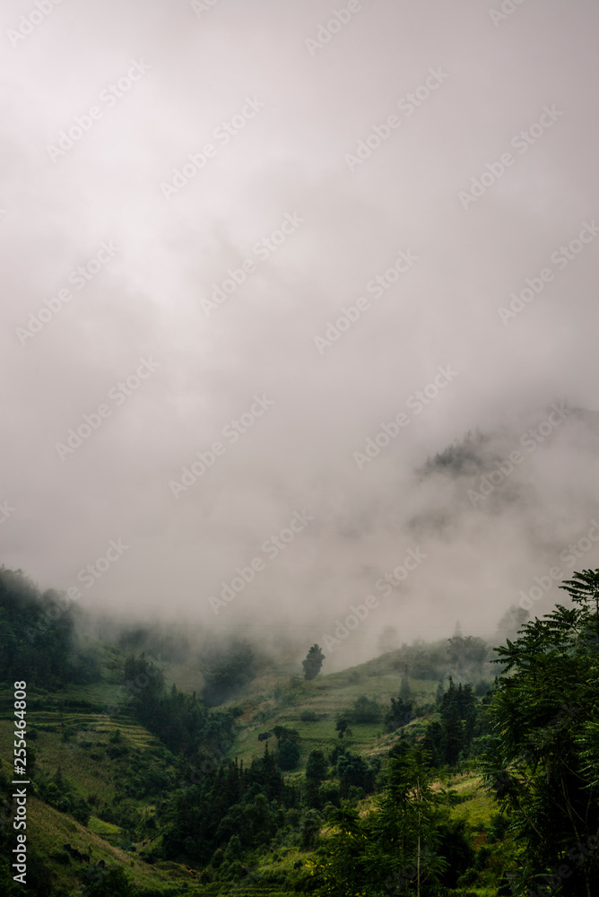 Foggy landscape, northeastern Vietnam