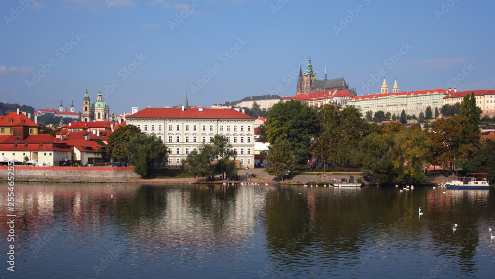 Panoramic view of downtown and Prague Castle in Prague, Czech republic