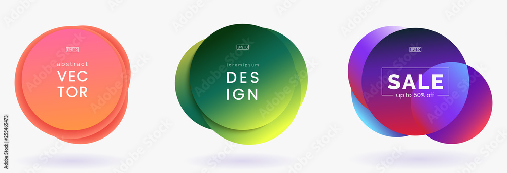 Colorful bubble badges set isolated on white background. Round shapes with trendy gradient. Modern banners collection. Applicable for advertising, announcements, price tags. Vector eps 10. Colorful bubble badges set isolated on white background. Round shapes with trendy gradient. Modern banners collection. Applicable for advertising, announcements, price tags. Vector eps 10.