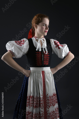 Slovak folklore woman. Folklore dancer.