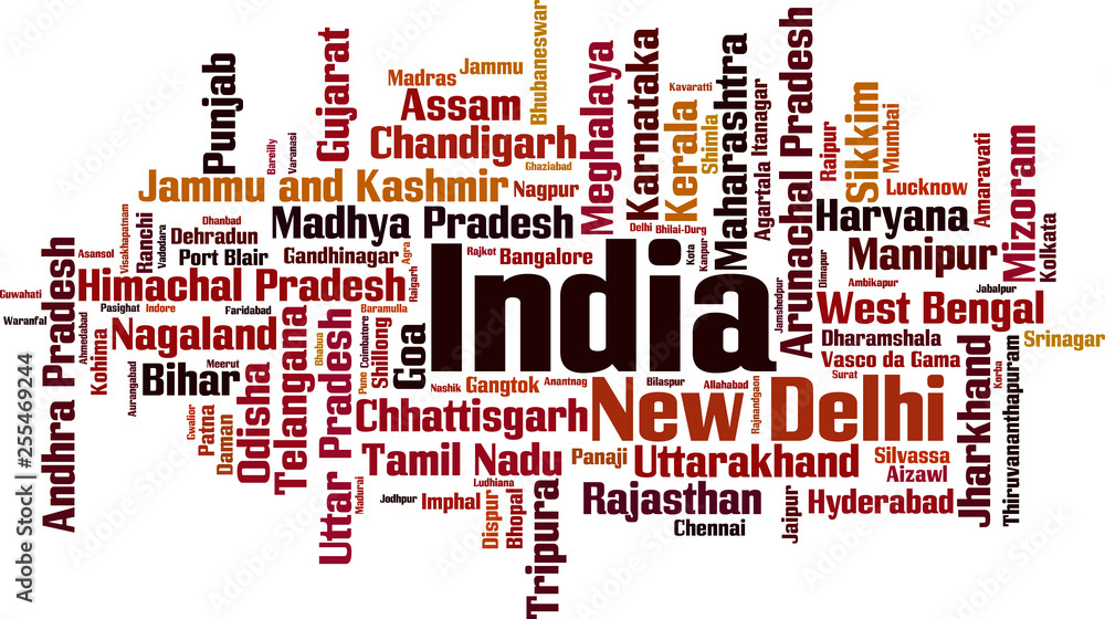Cities in India word cloud Cities in India word cloud