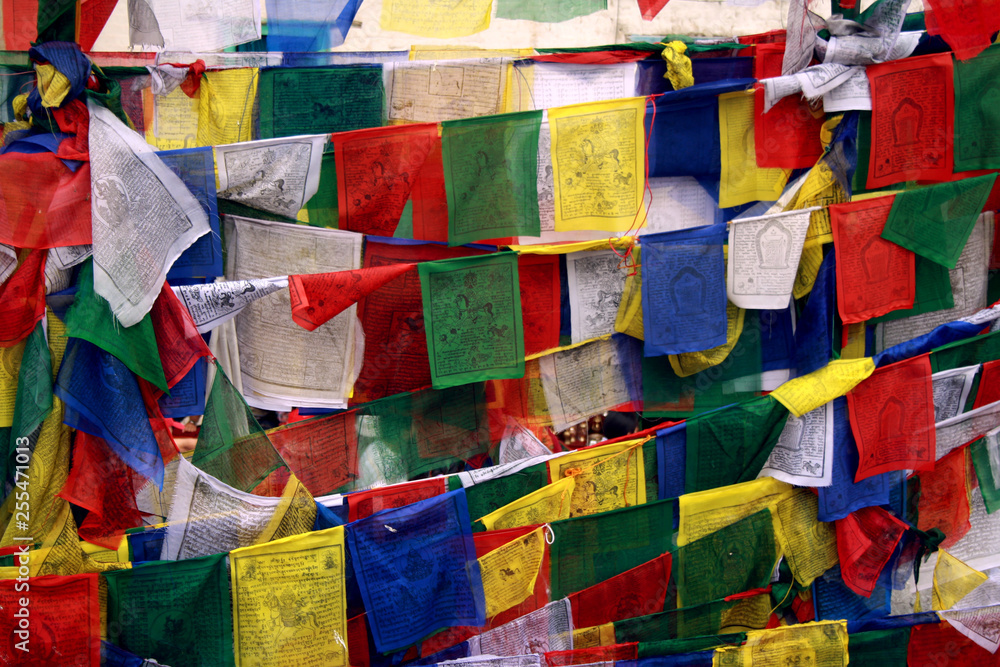 Colorful Wall of Prayer Flags Colorful Wall of Prayer Flags