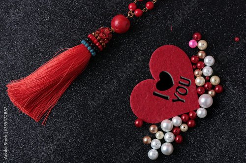 Frame of red hearts on Valentine's Day. Empty space for your text. White background