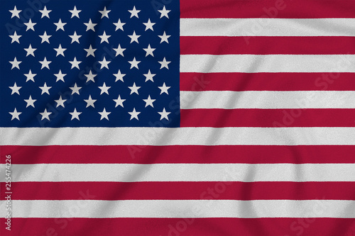 Flag of the United States of Americafrom the factory knitted fabric. Backgrounds and Textures