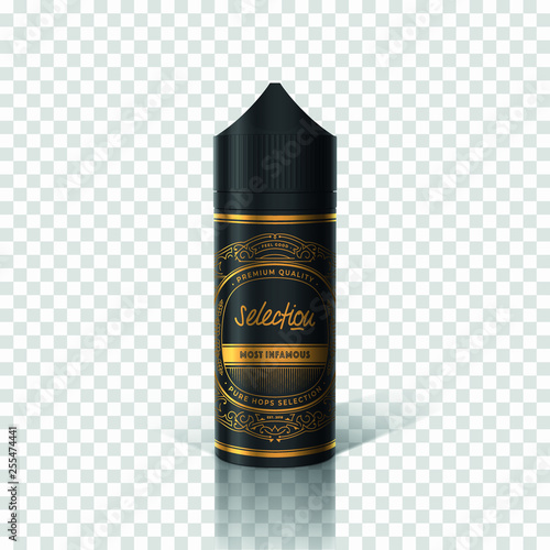 Vape 100ml Black Bottle with label - transparent background
