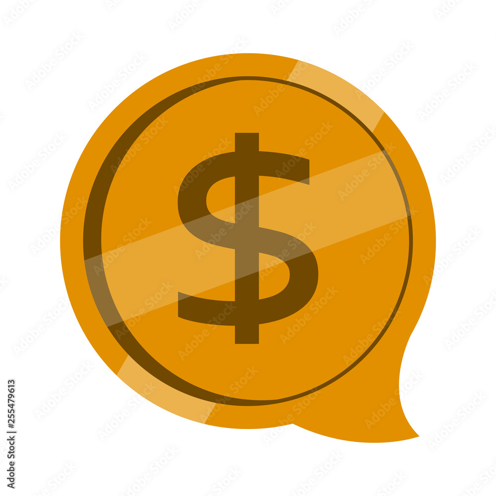 Dollar coin in a bubble chat. Vector illustration design Dollar coin in a bubble chat. Vector illustration design