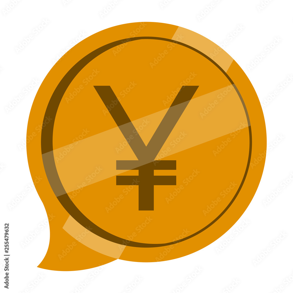 Yuan coin in a bubble chat. Vector illustration design Yuan coin in a bubble chat. Vector illustration design