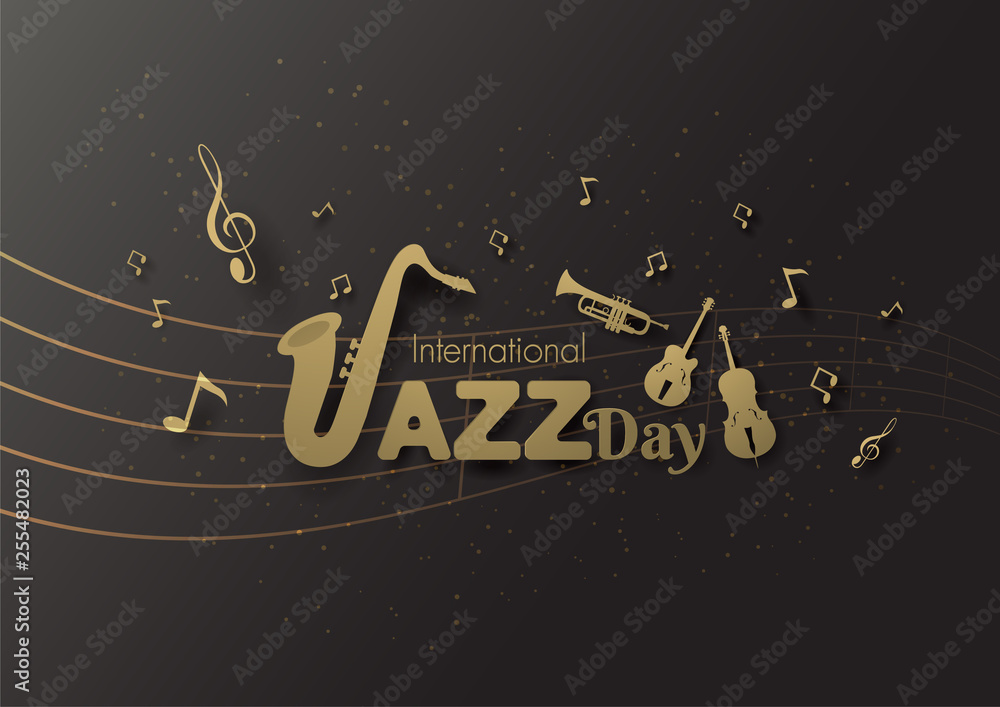 International jazz day vector,premium theme paper cut style background