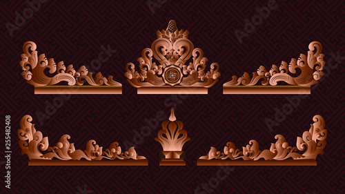 Patra Balinese Carving Motifs Of Building Architecture Roof Ornament
