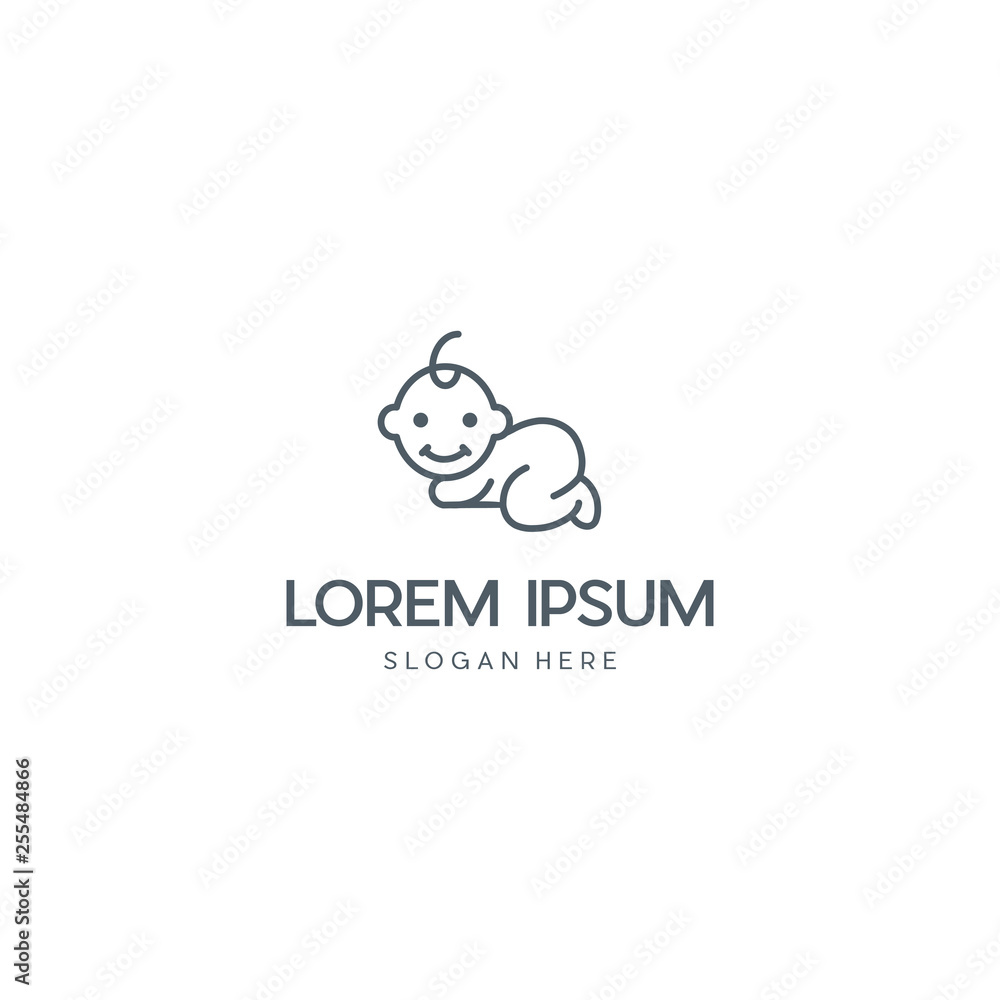 Baby Child Outline Branding Logo Design Baby Child Outline Branding Logo Design
