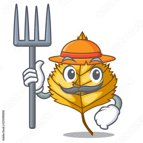 Farmer birch leaf in the mascot shape