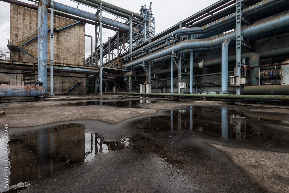 Industrial buildings in an abandoned factory