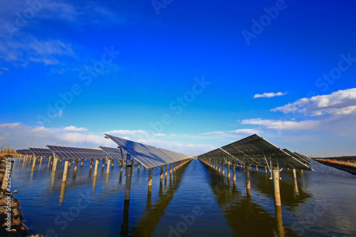 Solar panels on the water