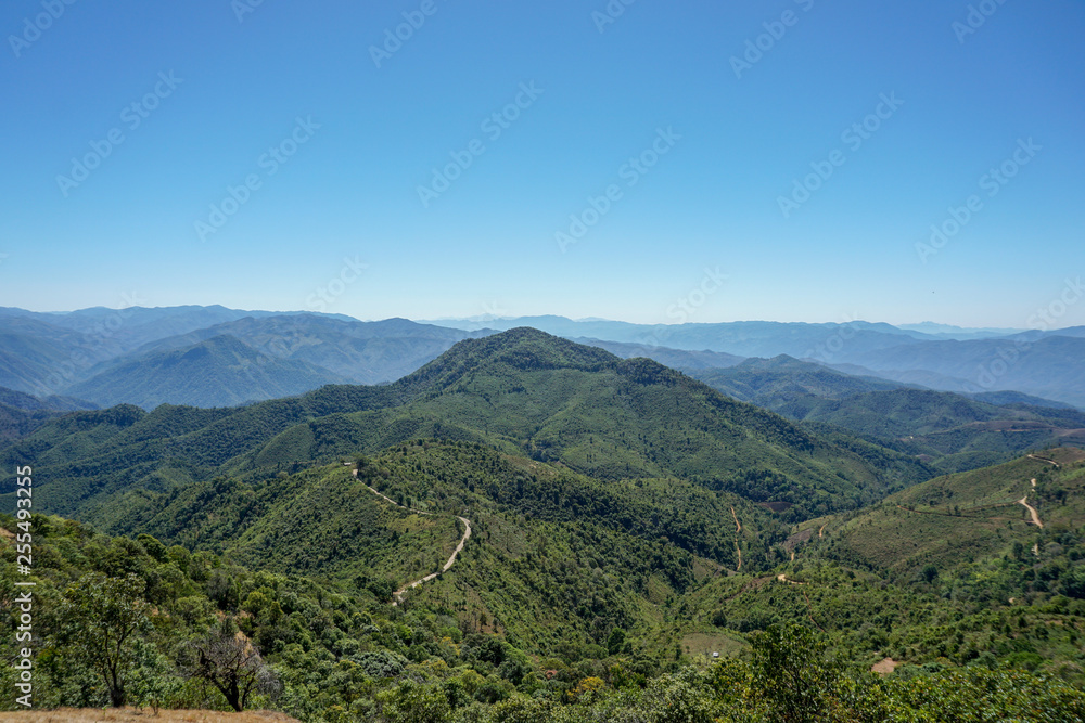 Naklejka premium View Sea mountain in doiphuiko,maehongson , Thailand