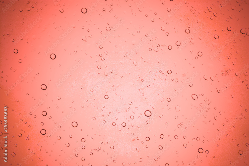 Rain droplets on red glass background, Water drops on glass. Rain droplets on red glass background, Water drops on glass.