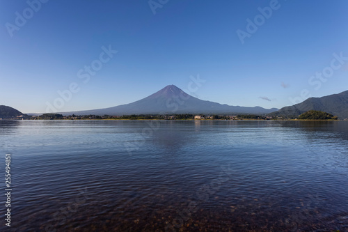 Mt. Fuji and Kawaguchiko lake in summer