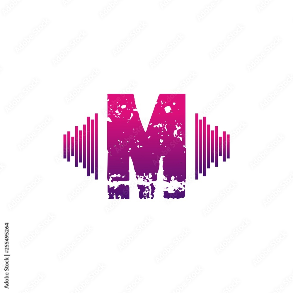 initials logo M musical - Vector