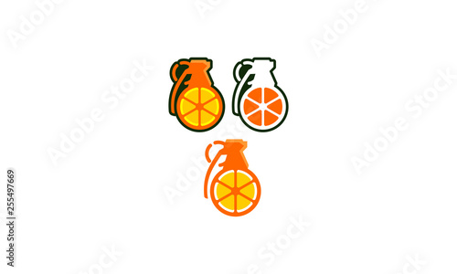 orange grenade logo vector icon