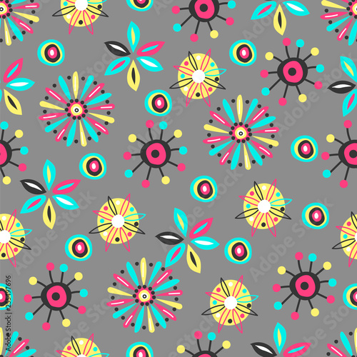 graphic flowers. vector seamless pattern of flowers