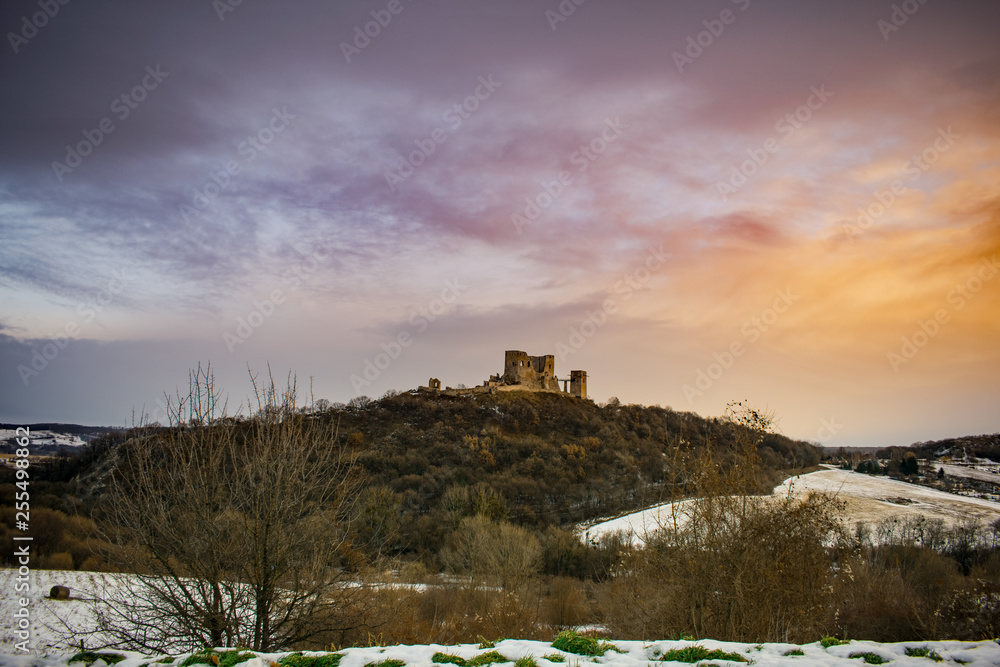 Fototapeta premium Old hungarian castle in the village at the morning