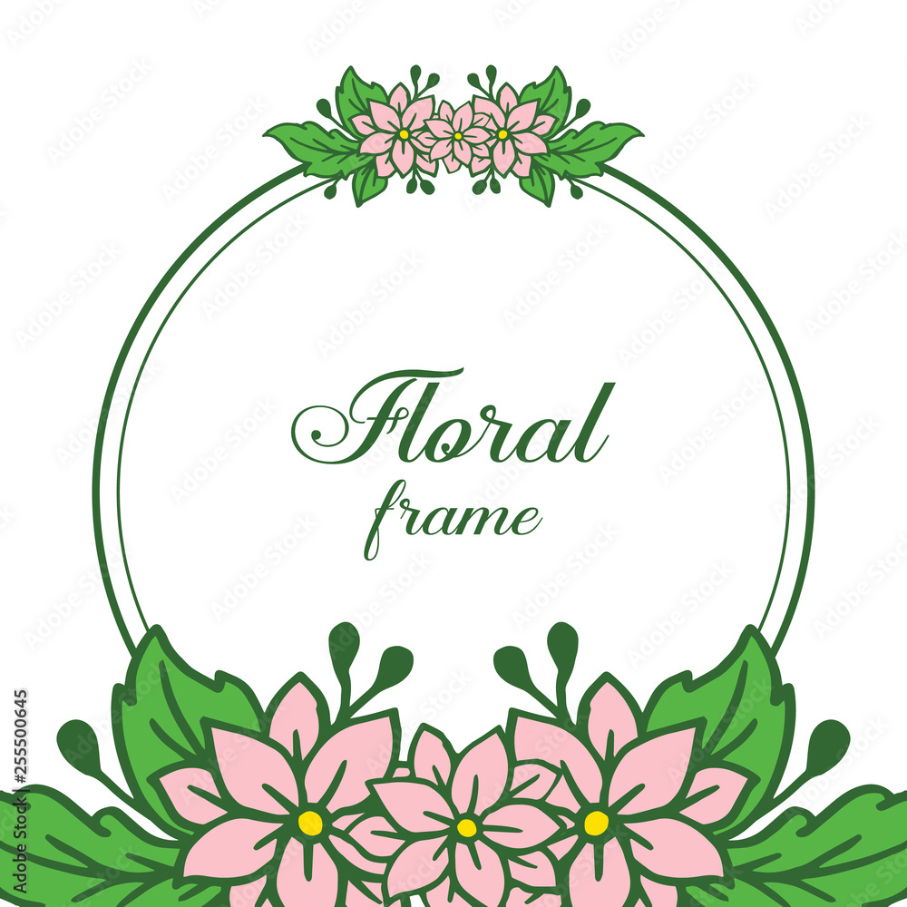 Vector illustration pattern art pink floral frame with greeting card Vector illustration pattern art pink floral frame with greeting card