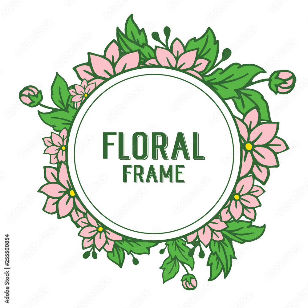 Vector illustration pattern art pink floral frame with greeting card