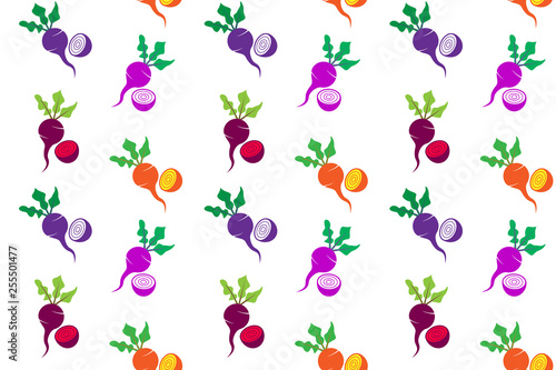 Fototapeta Naklejka Na Ścianę i Meble -  colorful beetroot set pattern seamless of purple, pink, red and yellow, vector illustration