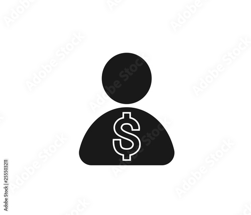 People icon with dollar sign that means customer profit and business 