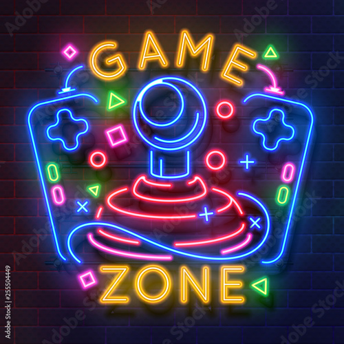 Obraz na plátně Retro game neon sign