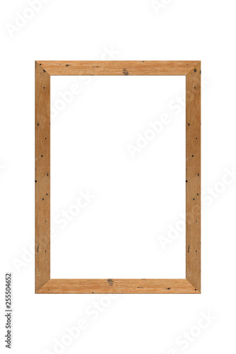 Old wood photo frame isolated