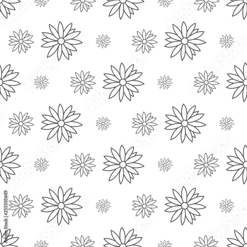 gray flower pattern seamless, line vector illustration backdrop