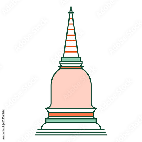 Thai pagoda LineColor illustration