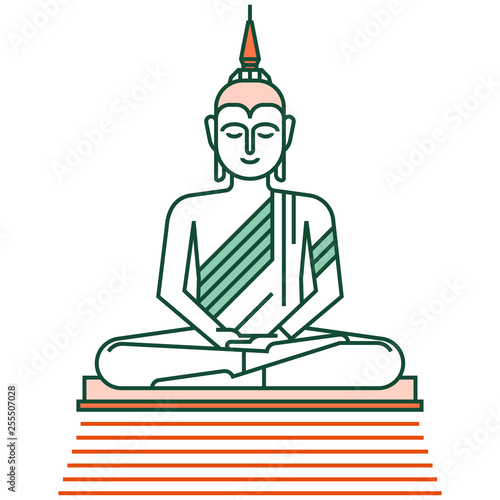 Buddha statue LineColor illustration