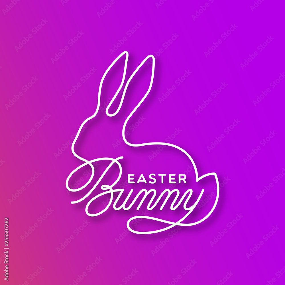 Fototapeta premium Easter Bunny linear lettering