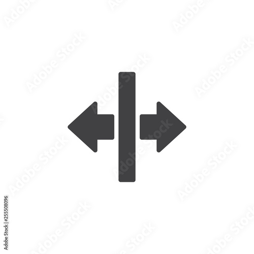 Left and right arrows vector icon. filled flat sign for mobile concept and web design. Elevator door open arrows glyph icon. Symbol, logo illustration. Pixel perfect vector graphics
