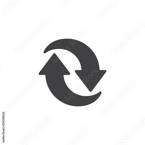Two circular arrows vector icon. filled flat sign for mobile concept and web design. Synchronize arrows glyph icon. Symbol, logo illustration. Pixel perfect vector graphics