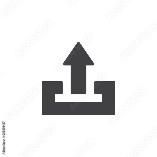 Upload arrow vector icon. filled flat sign for mobile concept and web design. Exit arrow glyph icon. Symbol, logo illustration. Pixel perfect vector graphics