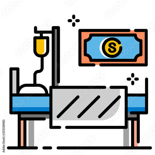 Hospital income ICU LineColor illustration