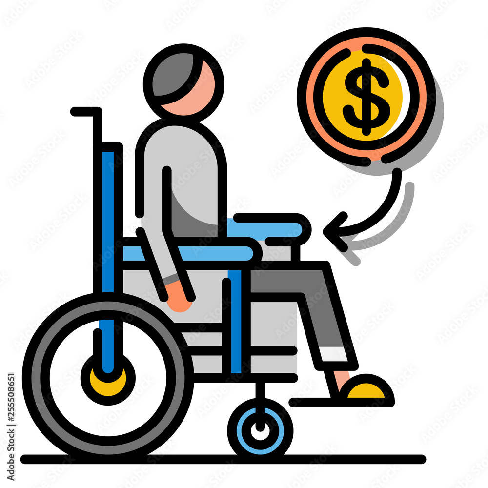 Disablement benefit LineColor illustration Disablement benefit LineColor illustration