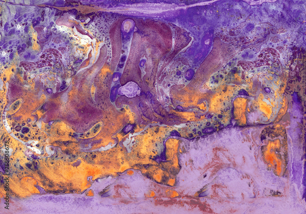abstract violet blue and gold  marble texture, acrylics art