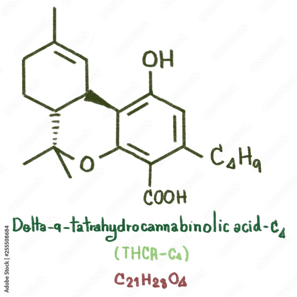 Structure Of Delta-9-Tetrahydrocannabinol-c4 (THC-C4), Delta-9 ...