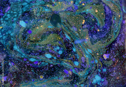 Fototapeta Naklejka Na Ścianę i Meble -  abstract violet blue and gold  marble texture, acrylics art