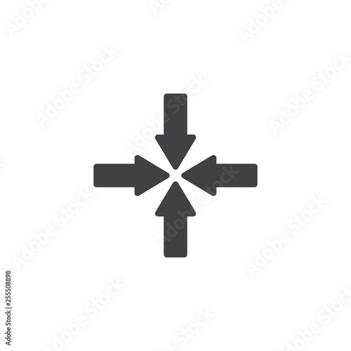Minimize arrows vector icon. filled flat sign for mobile concept and web design. Four arrows inside pointing glyph icon. Symbol, logo illustration. Pixel perfect vector graphics