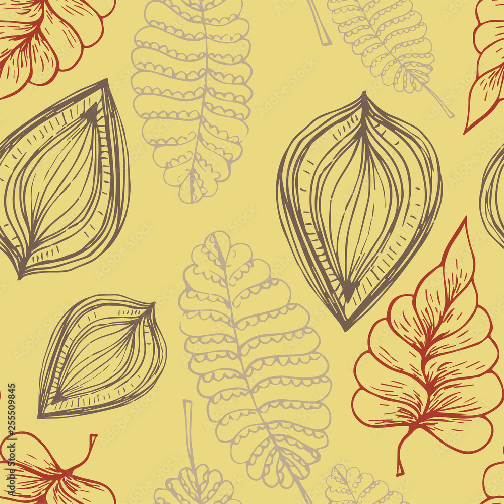 Seamless pattern with colored autumn leaves Seamless pattern with colored autumn leaves