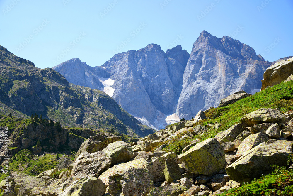 Mountain Vignemale in the national park   Pyrenees . Occitanie in south of France.